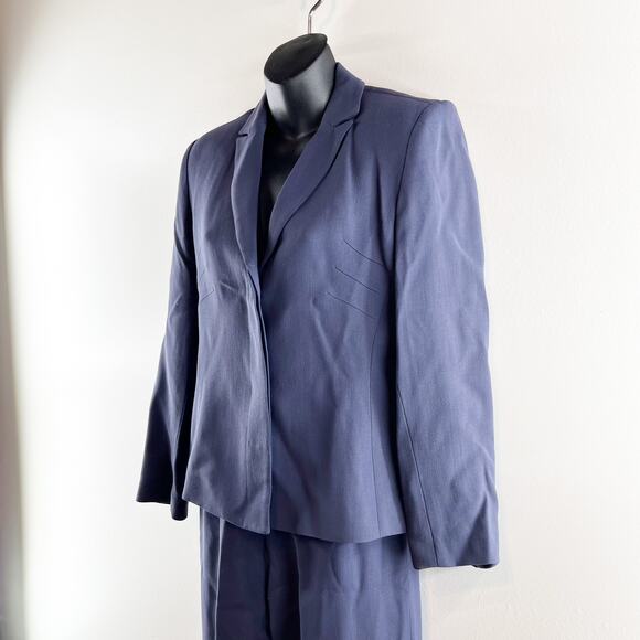 John Meyer Two Piece Wool Blend Pant Suit Blazer Wide Leg Trousers Navy Blue - Picture 10 of 16
